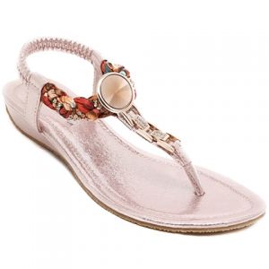 Bohemian T Strap Low Wedge Sandals