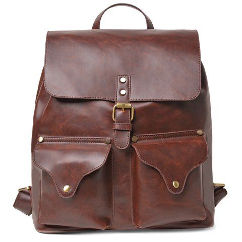 [29% OFF] Retro Drawstring And Pin Buckle Design Backpack For Men | Rosegal