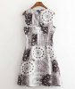 Vintage Round Neck Sleeveless  Printed Women's Dress -  