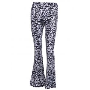 

High-Waisted Geometric Patterned Flare Pants, White/black