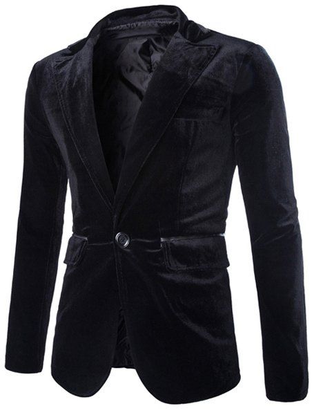 17 Off Fashion Lapel Pocket Edging Design Slimming Long Sleeve Corduroy Blazer For Men Rosegal