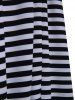 Stylish Round Collar 3/4 Sleeve Striped Floral Print Asymmetrical Women's Dress -  