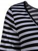 Stylish Round Collar 3/4 Sleeve Striped Floral Print Asymmetrical Women's Dress -  