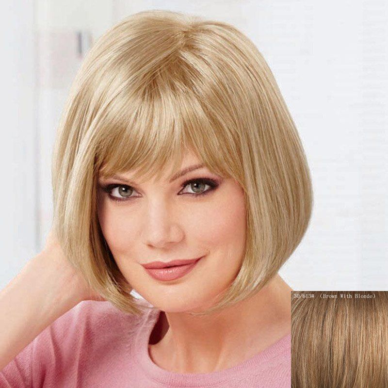 41 Off Womens Fashion Capless Bob Style Human Hair Straight Wig Rosegal 5853