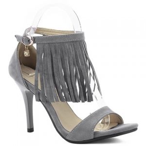 Suede High Heel Fringe Sandals