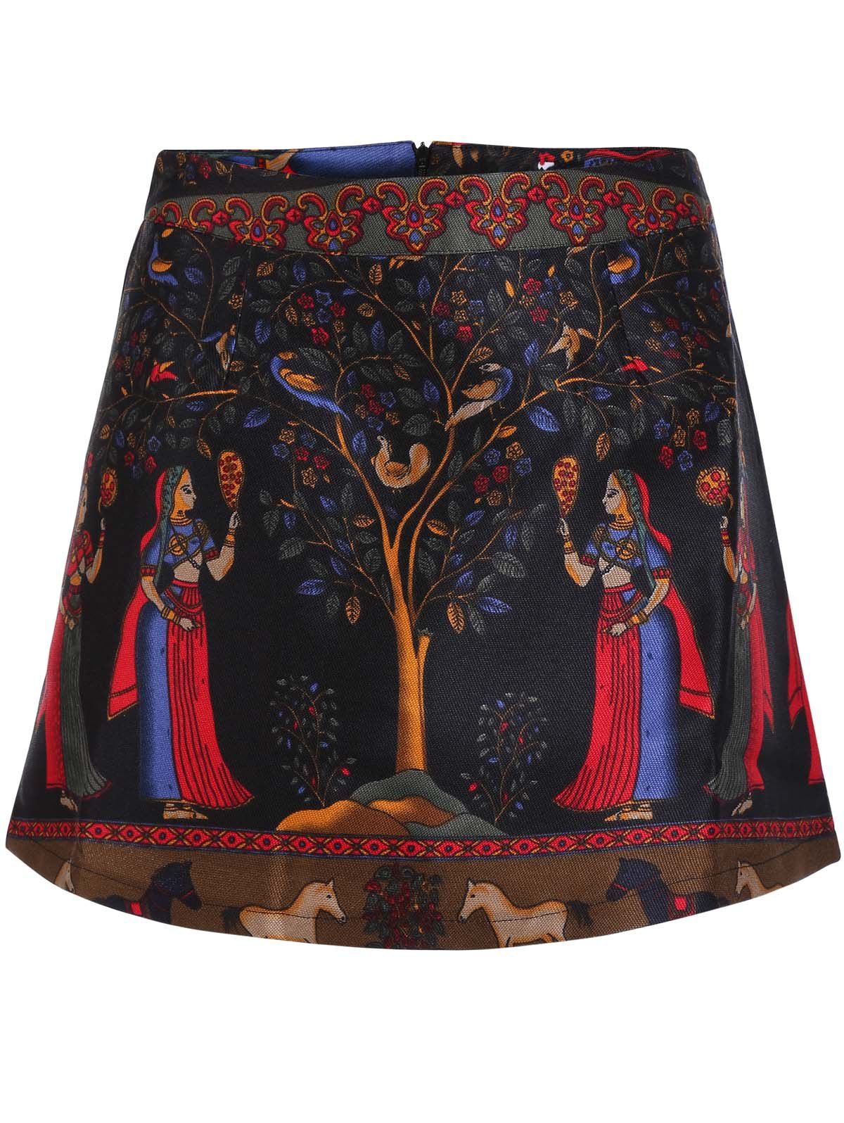[41 OFF] Women's Stylish Ethnic Print High Skirt Rosegal