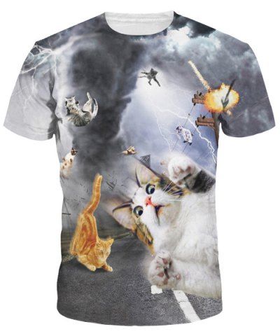 2019 3d cat printed short sleeve t shirt