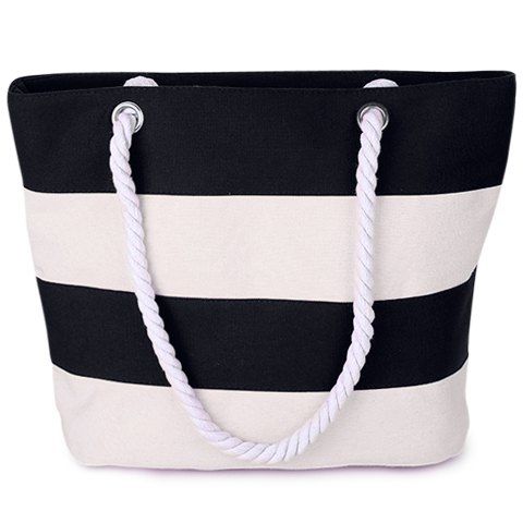 [21% OFF] Hemp Rope Strap Stripe Tote | Rosegal