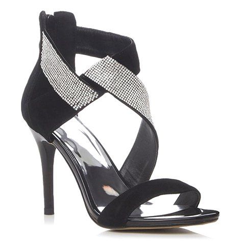 [42% OFF] Elegant Suede And Rhinestones Design Sandals For Women | Rosegal