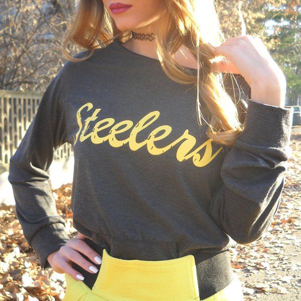 

Stylish Scoop Collar Long Sleeve Letter Print Pocket Design Women's Sweatshirt, Deep gray