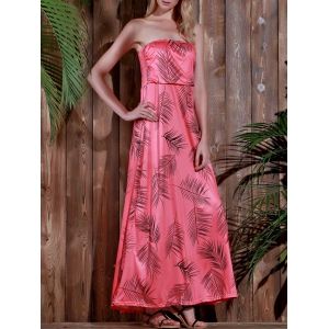 

Maxi Strapless Print Summer Prom Dress, Watermelon red