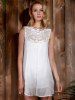 Lace Panel Chiffon Casual Summer Short A Line Dress -  