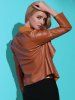 Stylish Turn-Down Collar PU Leather Long Sleeve Jacket For Women -  