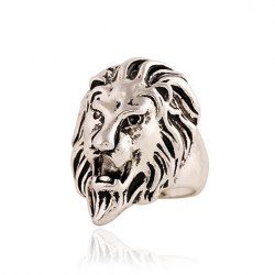 Punk Style Lion Head Shape Ring For Men -  