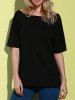 Casual 1/2 Sleeve Loose-Fitting Solid Color T-Shirt For Women -  