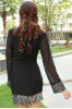 Cowl Neck Long Sleeve Sequins Dress -  