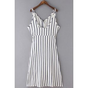 Stripe L Women's Stylish V-neck Sleeveless Striped Dress | RoseGal.com