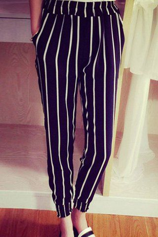 women's striped high waisted pants