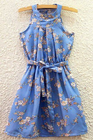 Light Blue One Size(fit Size Xs To M) Refreshing Round Collar Floral ...