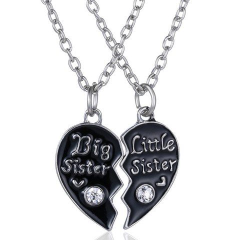 heart sister necklace broken rosegal necklaces suit pendant