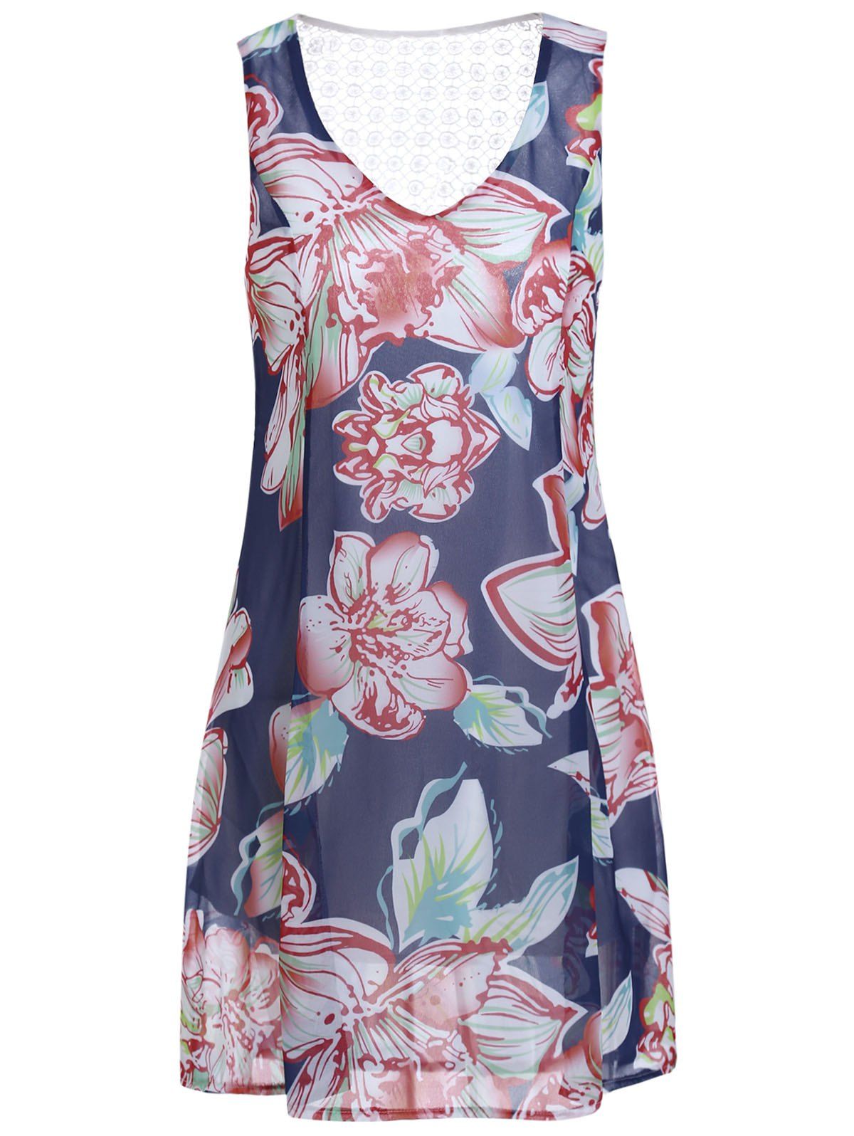 [64% OFF] Stylish V-Neck Sleeveless Floral Print Loose Dress For Women ...