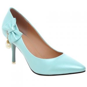 Elegant Bow and Faux Pearls Design Pumps For Women