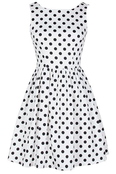 [46% OFF] Retro Sleeveless Round Neck Polka Dot Women's Dress | Rosegal