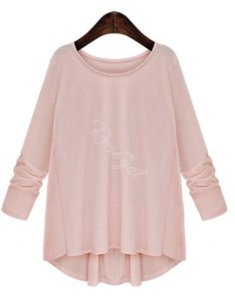 

Trendy Scoop Neck Bowknot Embellished Long Sleeves T-Shirt For Women, Pink