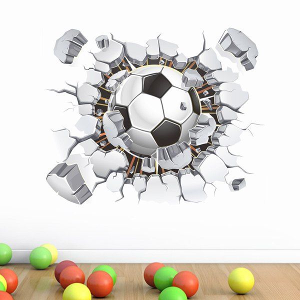 

3D Football Broken Wall Removeable Wall Stickers Sports, Colormix