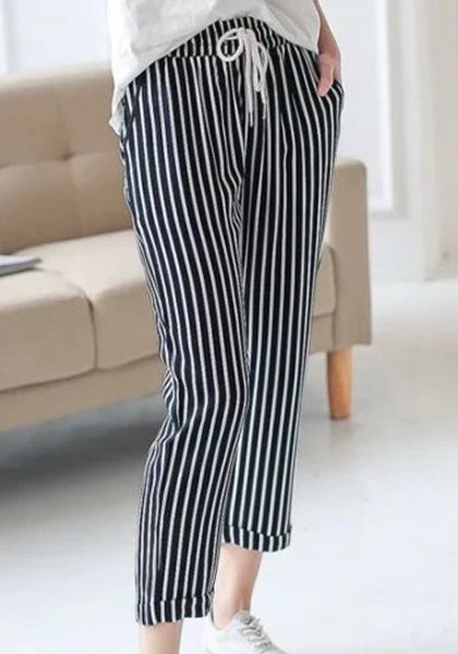 drawstring striped pants