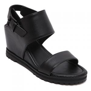 Stylish Wedge Heel and Black Color Design Sandals For Women