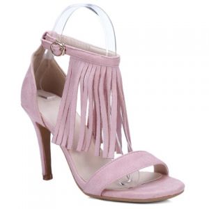 Ankle Strap Heeled Fringe Sandals