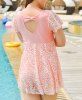 Stylish Solid Color Lace Spliced One-Piece Dress Swimwear For Women -  