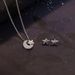 Crescent Star Shape Rhinestoned Jewelry Set (Necklace+Bracelet+Earrings) -  