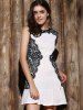 Elegant Round Collar Lace Spliced Ruffles Sleeveless Dress For Women -  