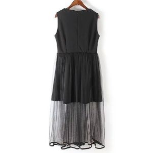 casual spliced gauze sleeveless midi dress dresses rosegal