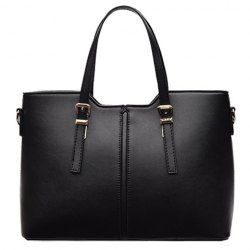 Concise Solid Color and Buckles Design Tote Bag For Women