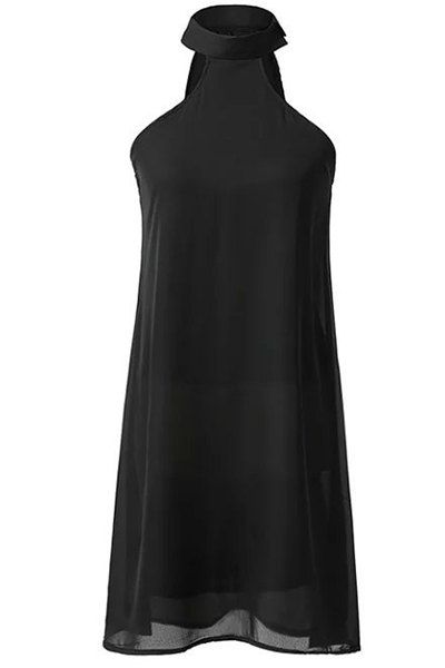 Black Cut Out Chiffon Dress