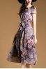 Floral Print Midi Chiffon Summer Holiday Dress -  