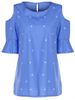 Sweet Round Collar Short Sleeve Star Print Cold Shoulder Plus Size T-Shirt For Women -  