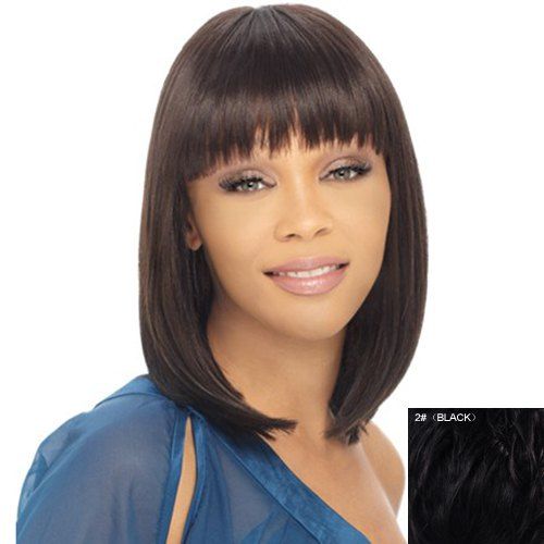 Perruque De Cheveux Humain Style Bob Capless Mi Longue Droite A