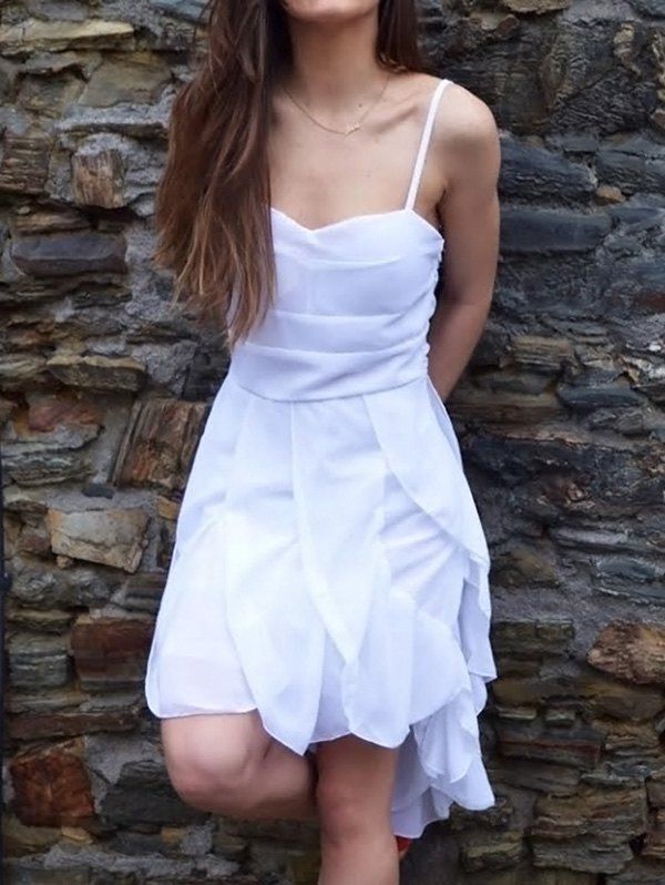 White Xl Asymmetrical Flounce Slip Gothic Dress | RoseGal.com
