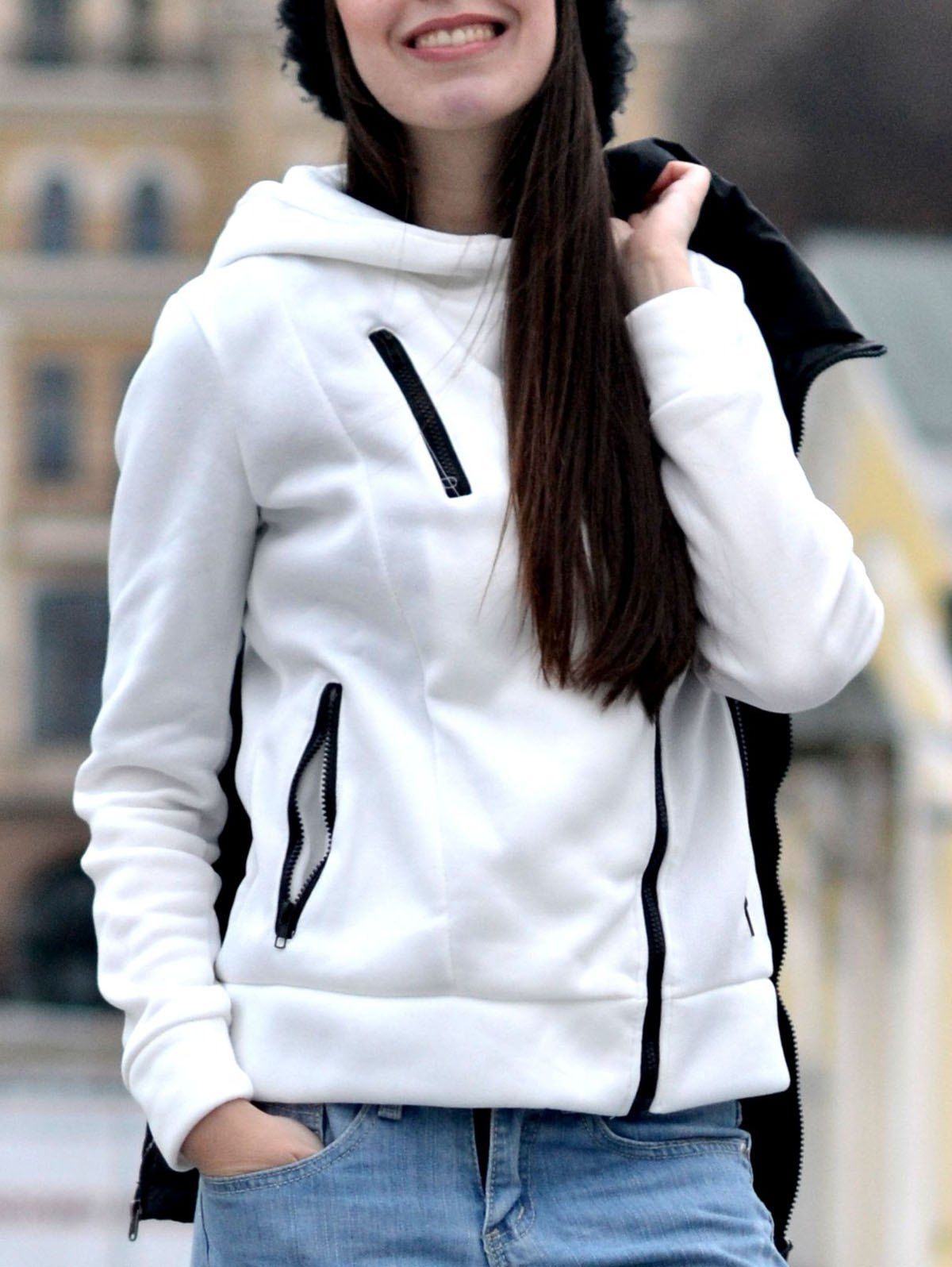 [53 Off] Stylish Hooded Long Sleeve Zippered Slimming Womens Hoodie