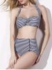 Halter Striped High Waisted Bikini Set -  