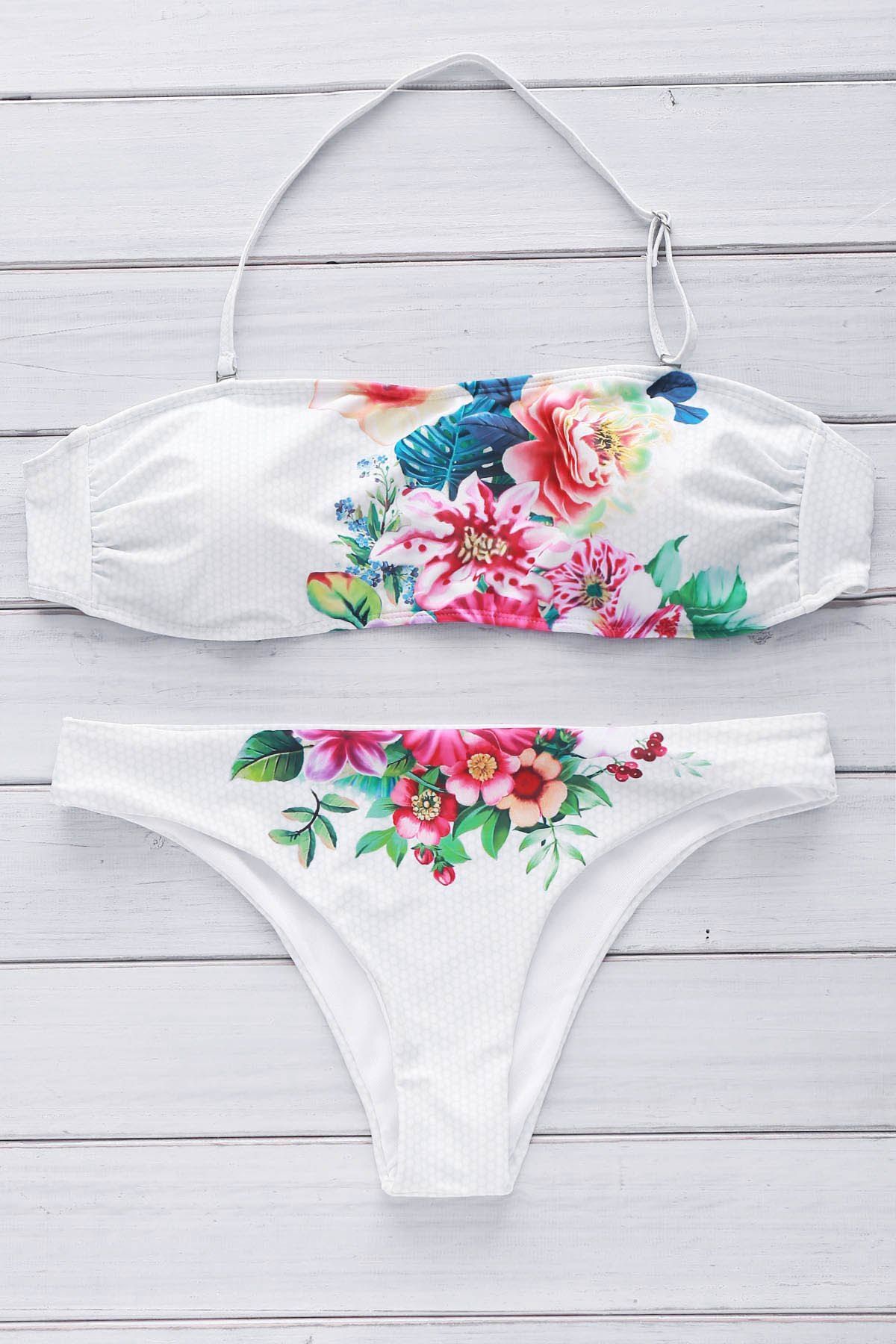 2019 halter floral print cut out bikini set for women