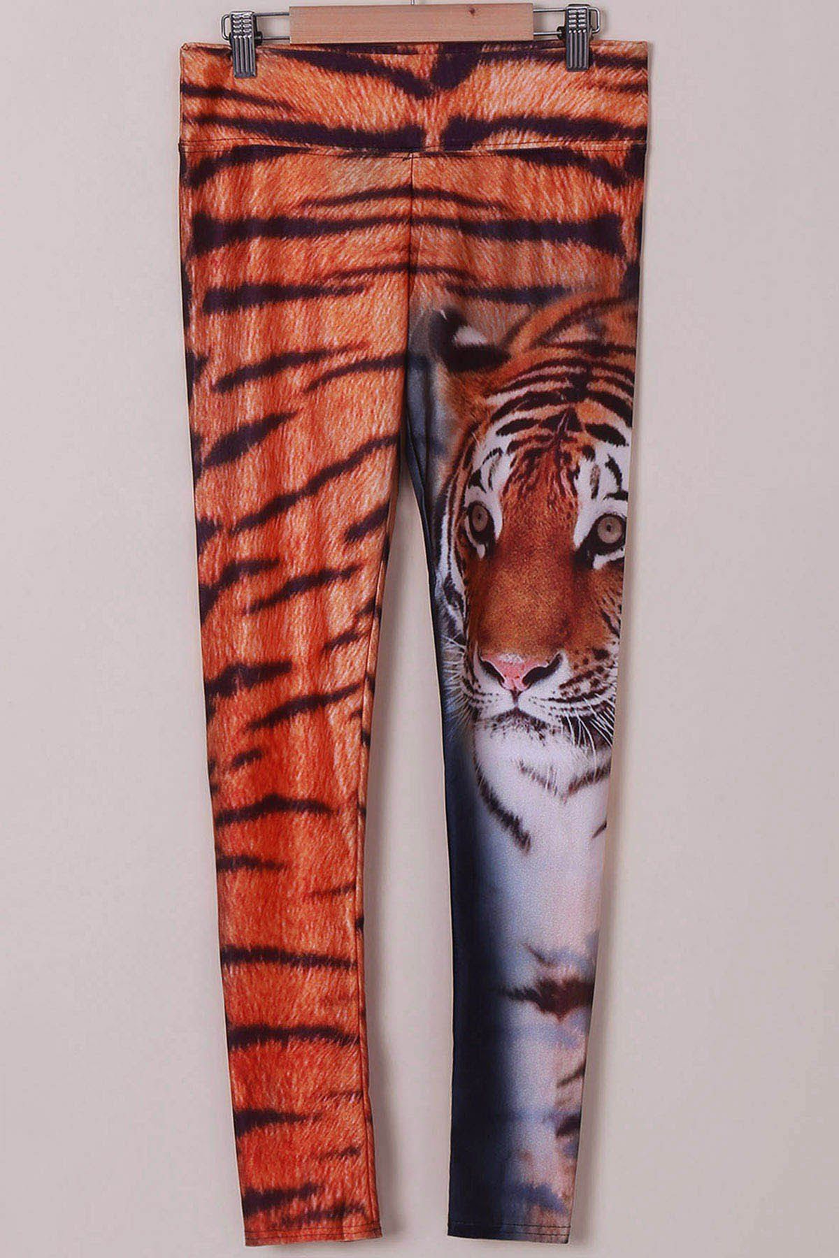 [12 OFF] Chic Tiger Print High Stretchy Leggings For Women Rosegal
