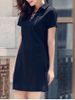 Lace-Up Short Sleeve T-shirt Casual Dress -  