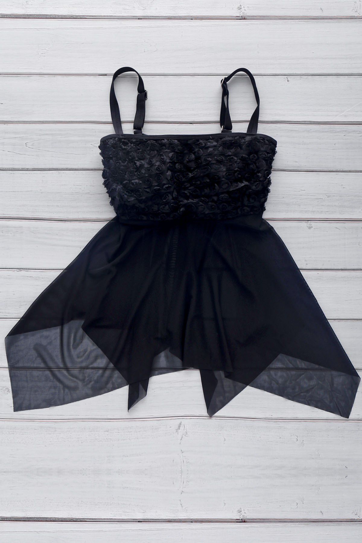 

Chic Spaghetti Strap Voile Two Piece Swimwear For Women, Black