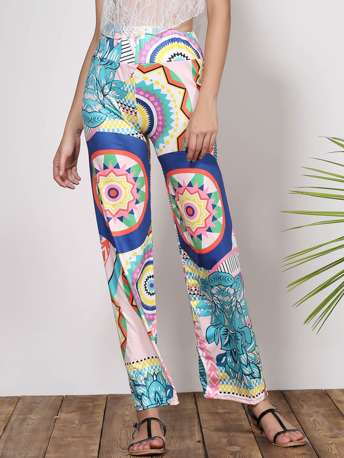 [54% OFF] Fashionable Mid-Waisted Loose-Fitting Printed Women's Pants ...