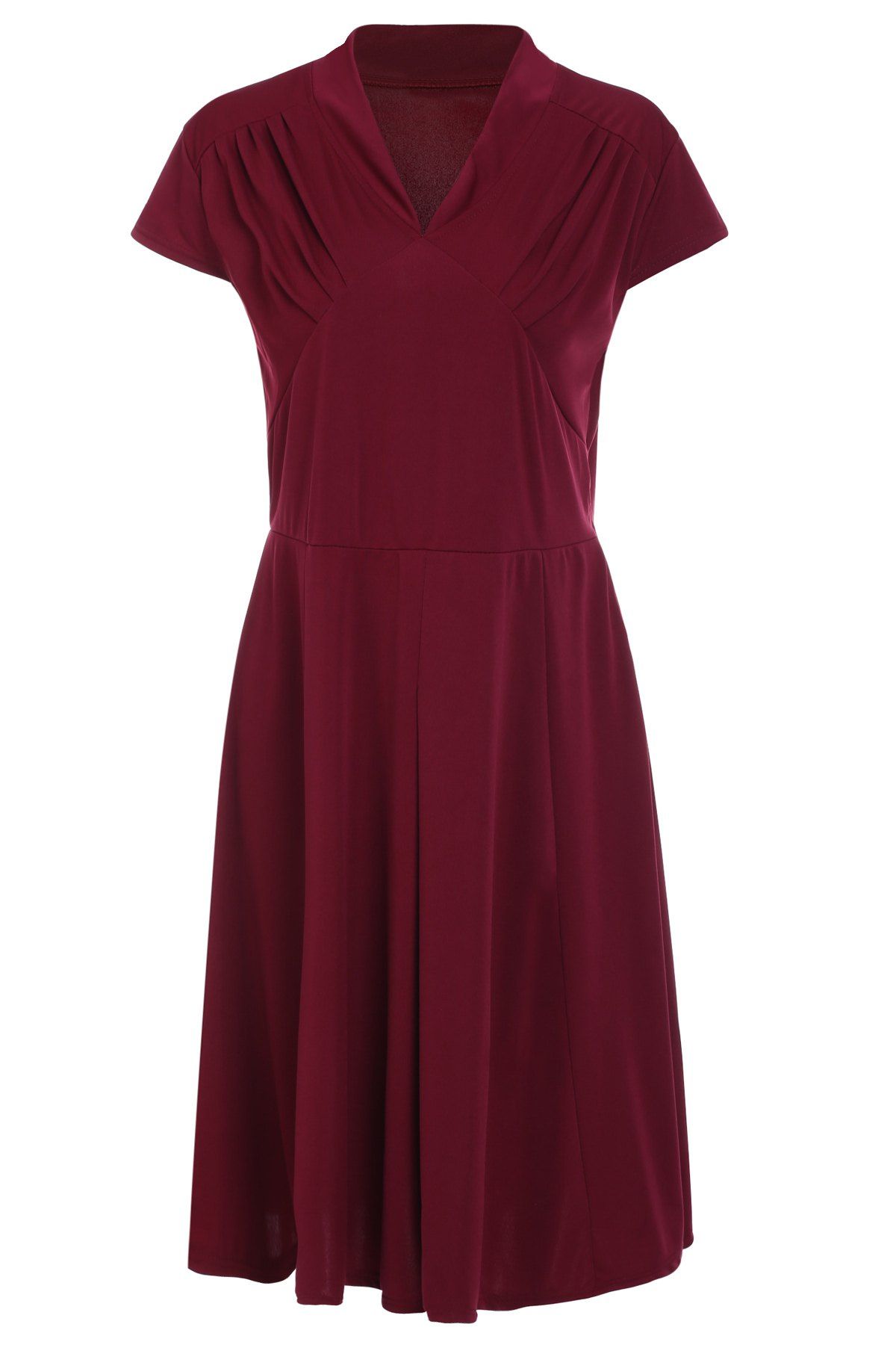 

Retro Style V-Neck Wine Red 1940s Swing Dress